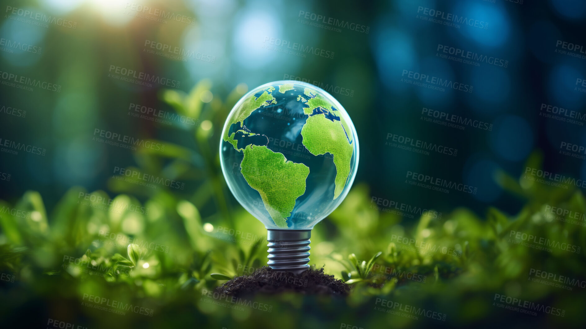 Buy stock photo Eco friendly and earth day lightbulb, Sustainability, Renewable energy concept