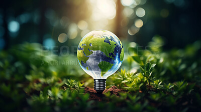 Buy stock photo Eco friendly and earth day lightbulb, Sustainability, Renewable energy concept