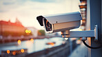 Surveillance camera close-up, Securing and observing the City crowd and traffic.