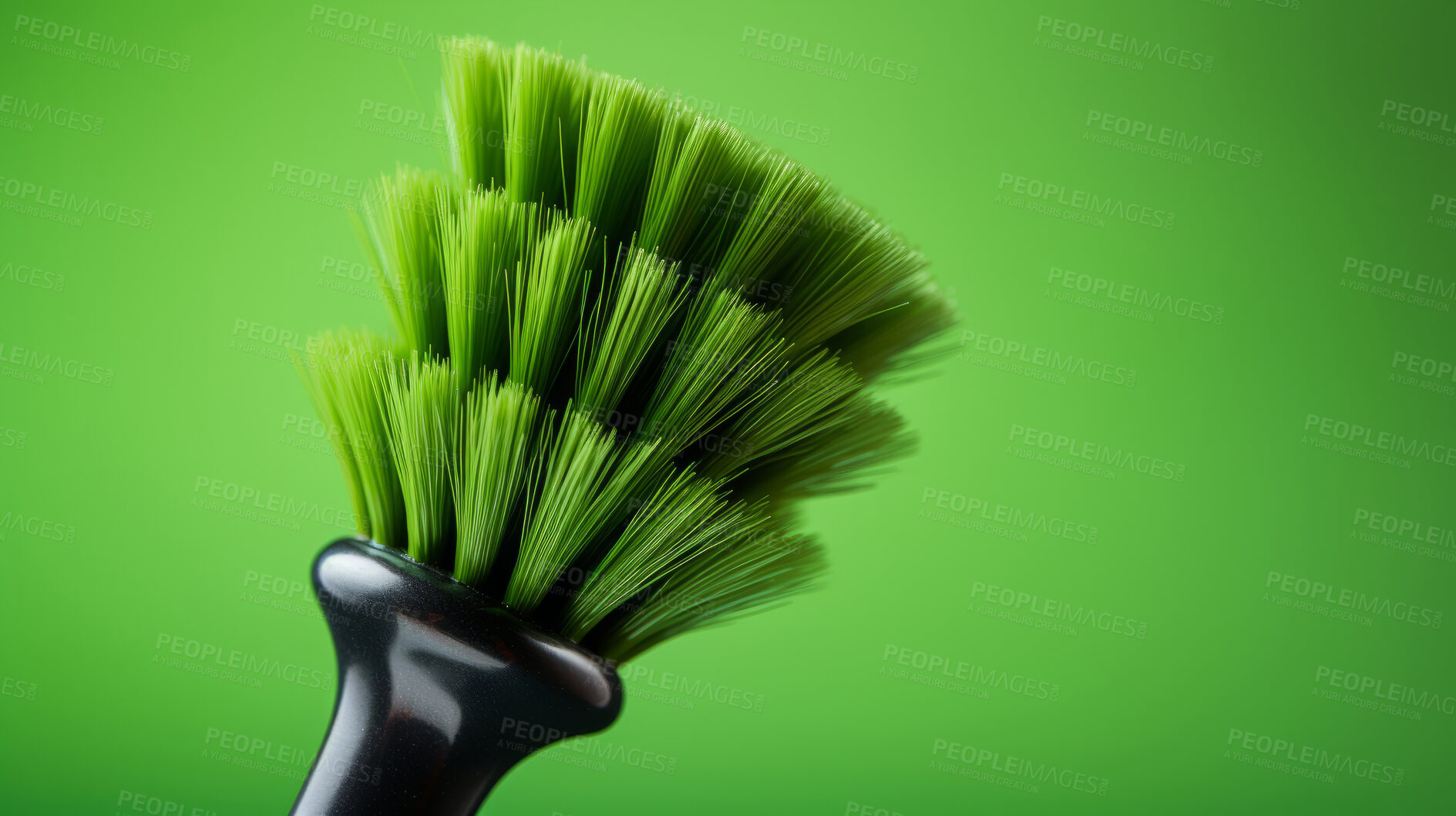 Buy stock photo Green eco-friendly brush. Clean home and kitchen copyspace background