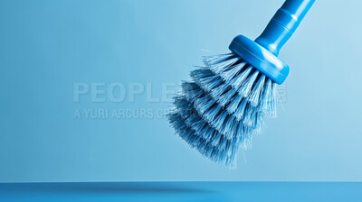 Buy stock photo Round blue brush. Clean home and kitchen copyspace background