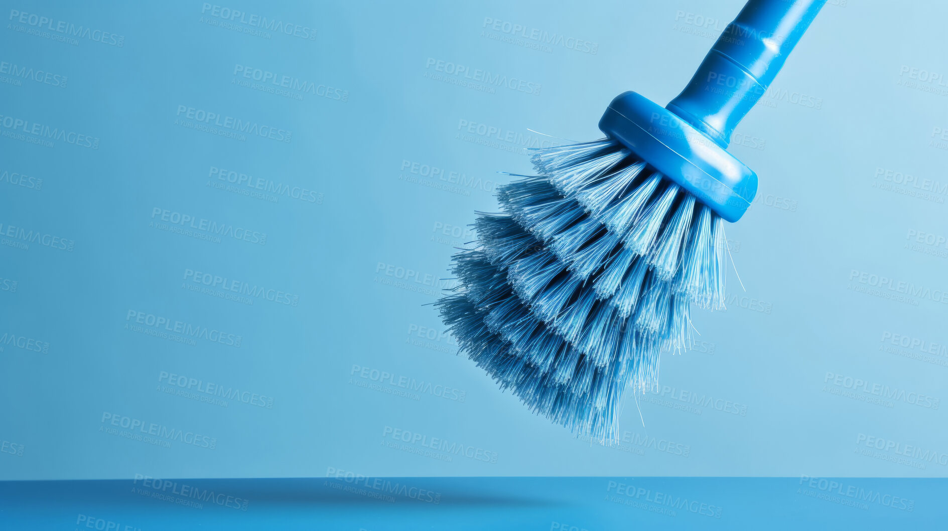 Buy stock photo Round blue brush. Clean home and kitchen copyspace background