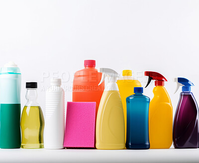 Detergent cleaning supplies. Chemical and eco-friendly options concept