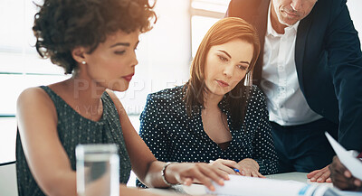 Buy stock photo Cropped shot of corporate businesspeople in the boardroom