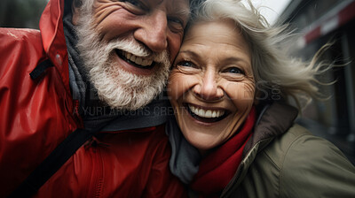 Romantic married retired senior couple. Fun travel explore activity