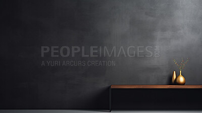 Buy stock photo Black empty wall with shadows and light. Minimal abstract background for product presentation