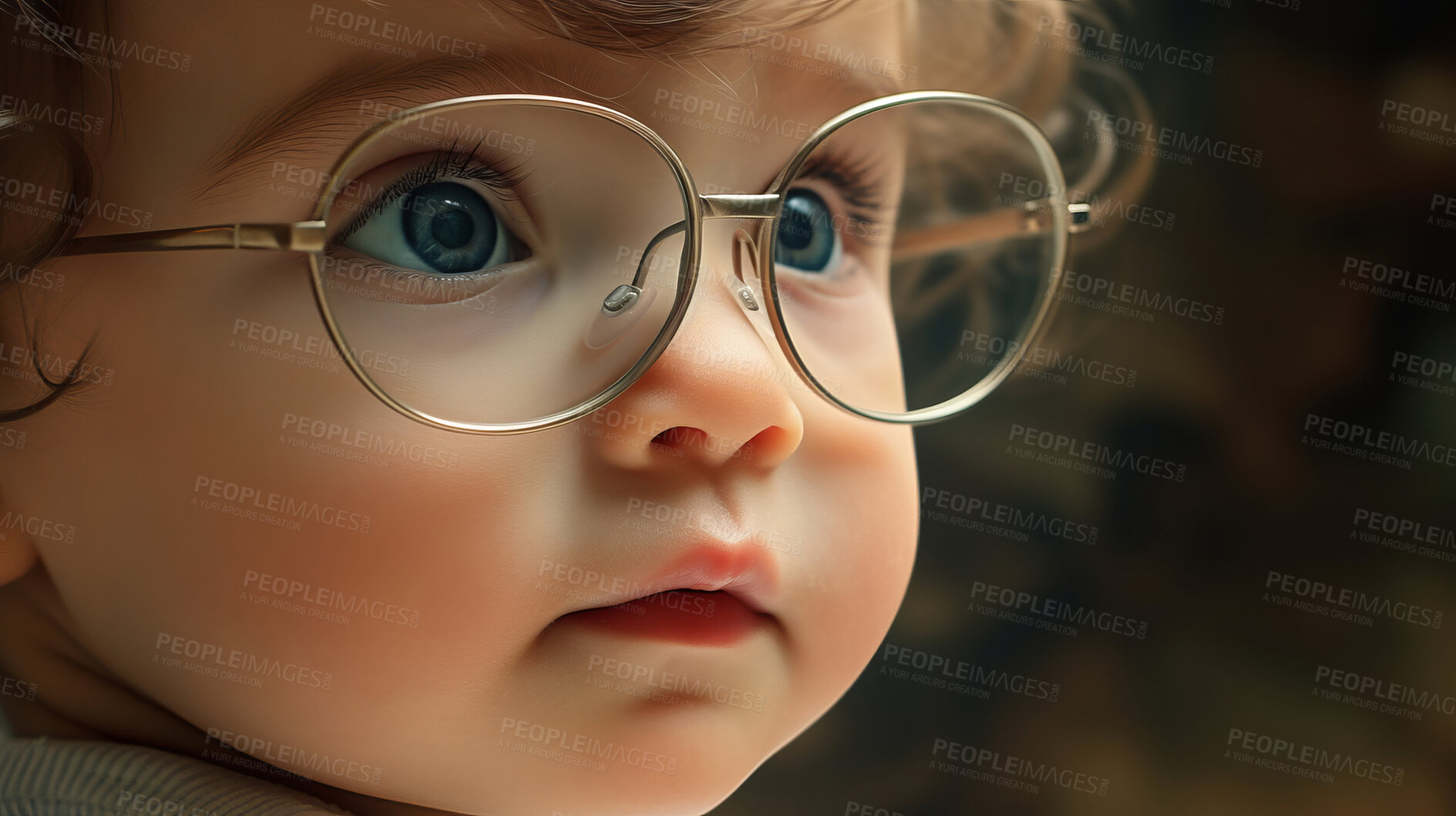 Buy stock photo Portrait of toddler boy wearing glasses. Poor eyesight or bad vision for optometry