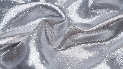 Silver glitter wave material. Metallic textile design background