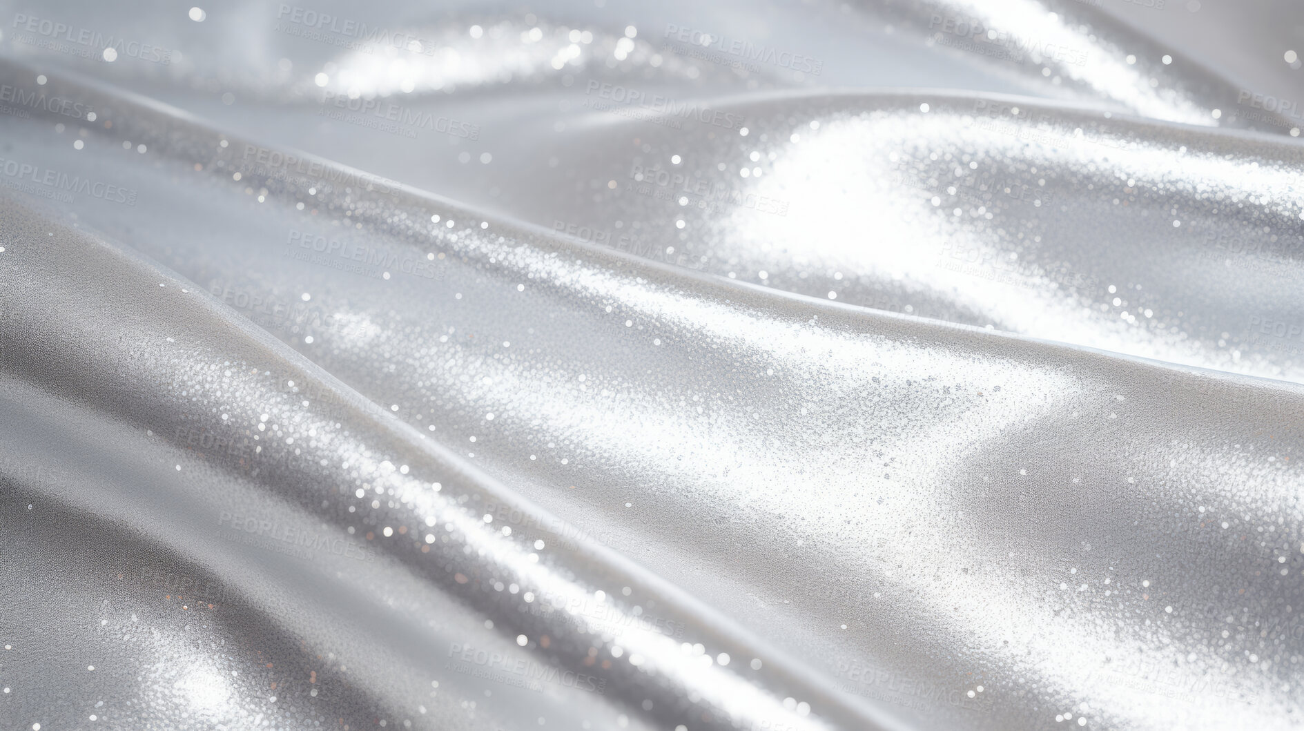 Buy stock photo Silver glitter wave material. Metallic textile design background