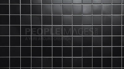 Black ceramic tile wall or floor background. Design wallpaper copyspace