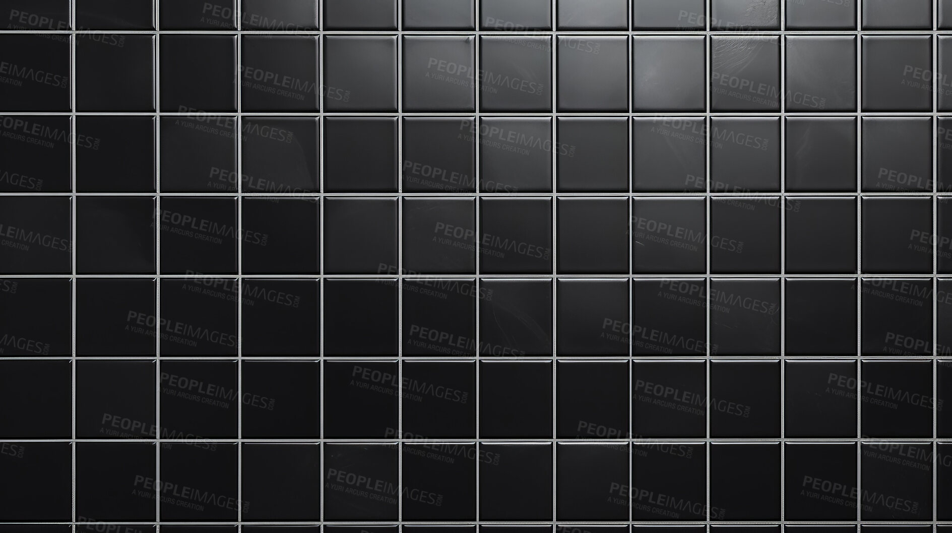 Buy stock photo Black ceramic tile wall or floor background. Design wallpaper copyspace