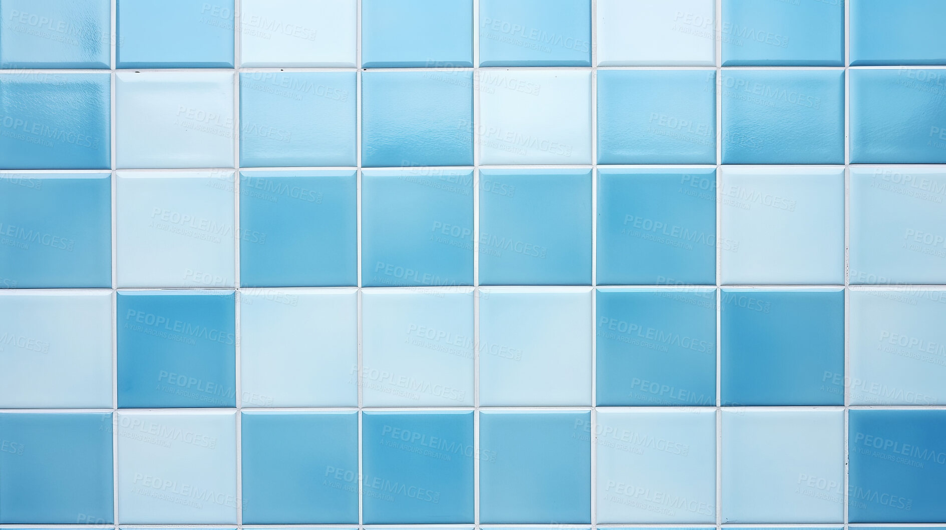 Buy stock photo Blue ceramic tile wall or floor background. Design wallpaper copyspace