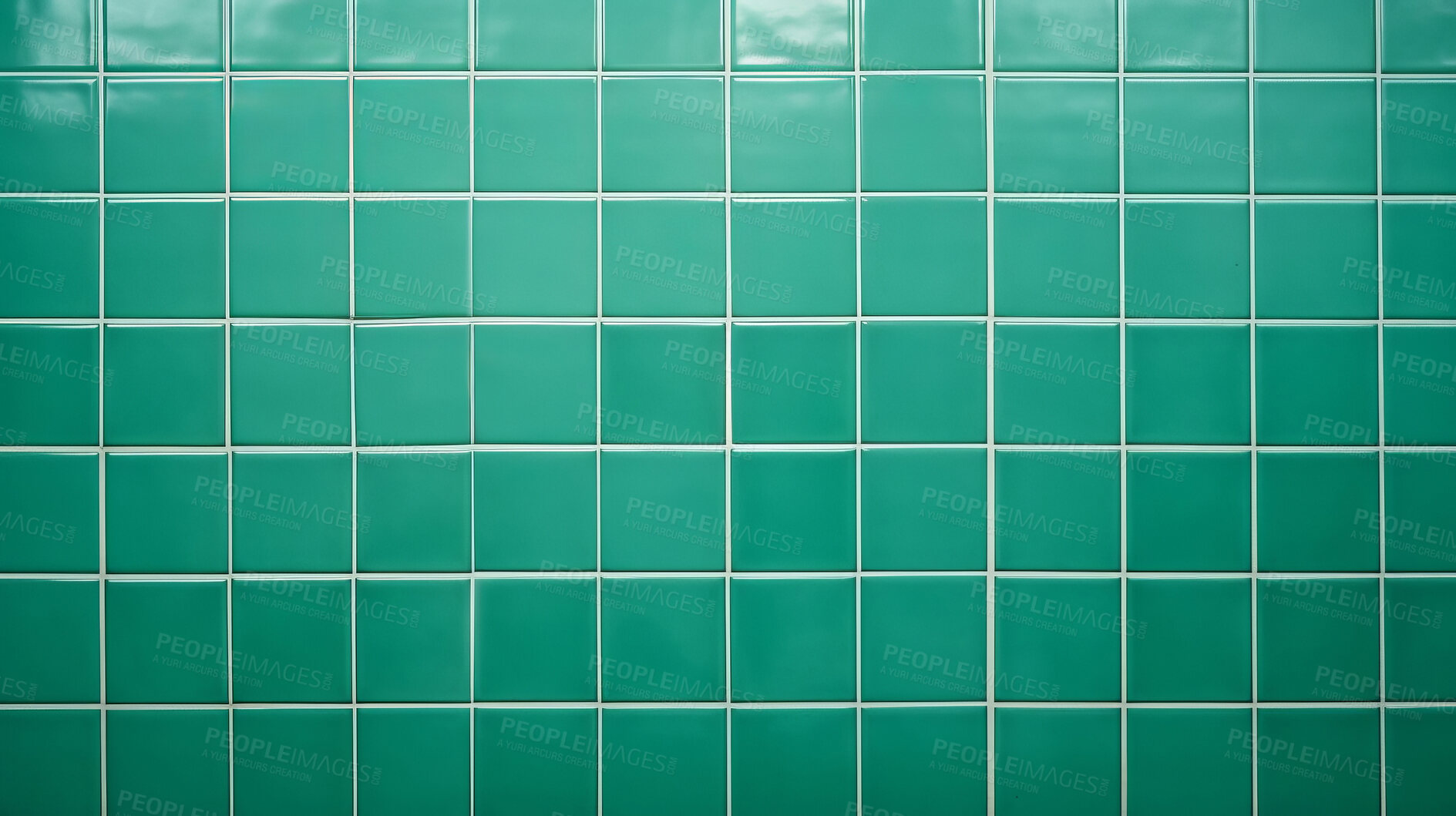 Buy stock photo Green ceramic tile wall or floor background. Design wallpaper copyspace