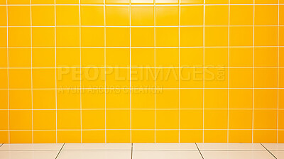 Yellow ceramic tile wall or floor background. Design wallpaper copyspace