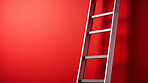 Close-up of ladder leaning against red wall. Copy space. Business, success, concept.