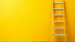 Ladder leaning agains yellow wall. Copy space. Business, success, concept.