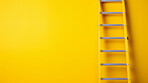 Ladder leaning agains yellow wall. Copy space. Business, success, concept.