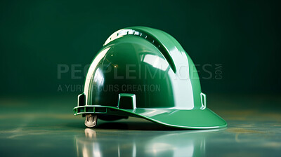 Studio shot of green hard hat on blank backdrop. Labor day Concept. Construction concept.