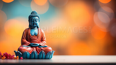 Buy stock photo Close-up of  buddha with vibrant colour. Meditation, religion concept.