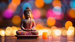 Close-up of buddha with vibrant colour. Meditation, religion concept.