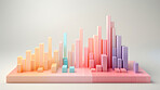 Pastel colour paper graph. Financial bar graph. Stock market concep