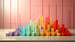 Pastel colour paper graph. Financial bar graph. Stock market concep