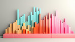 Pastel colour paper graph. Financial bar graph. Stock market concept.