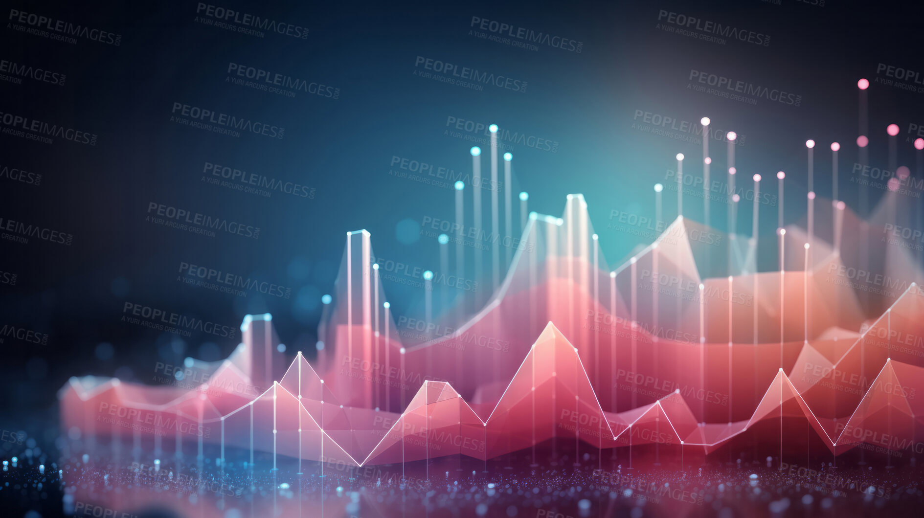 Buy stock photo Colourful, digital financial chart and graphs. Abstract data concept.