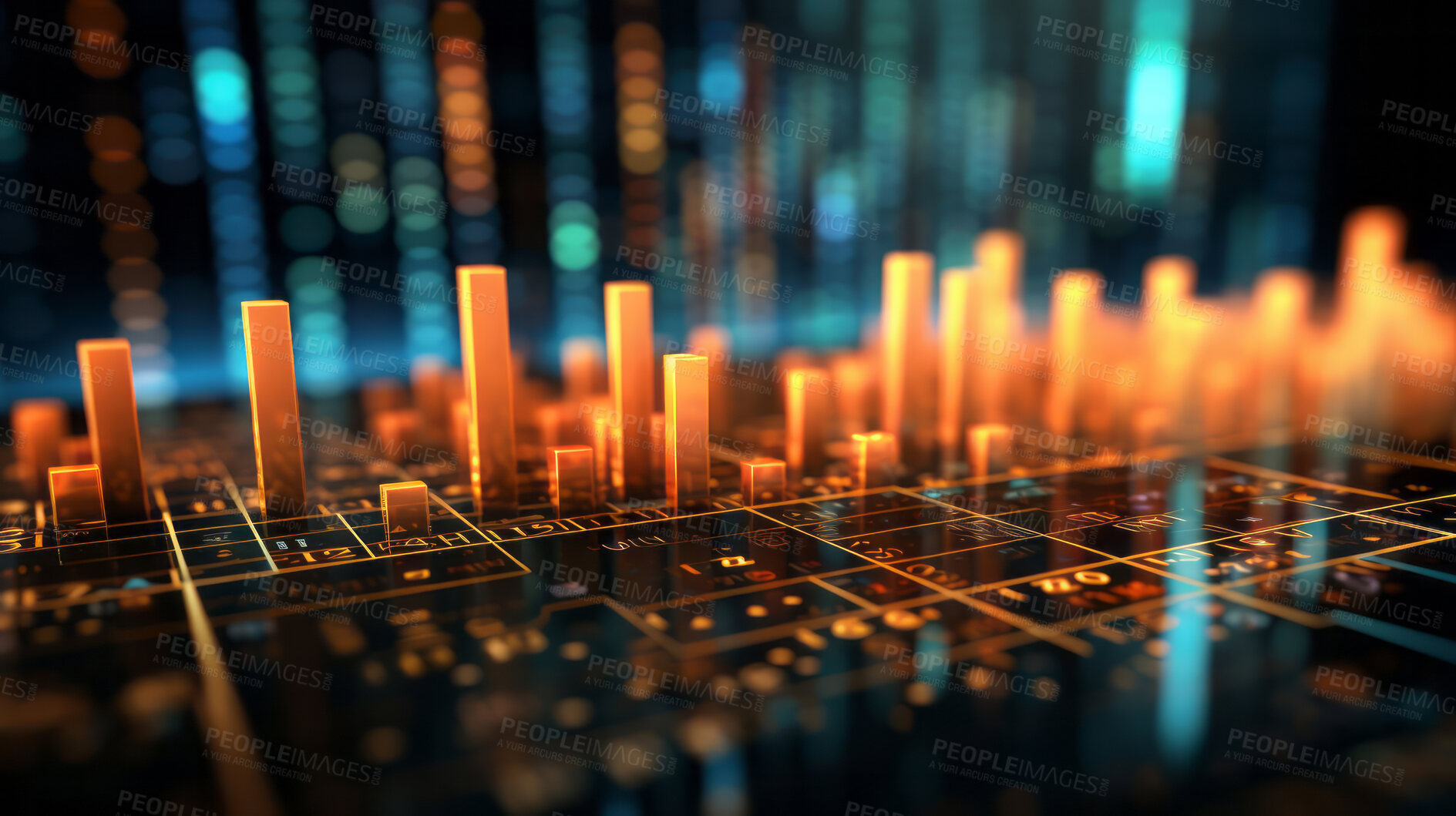 Buy stock photo Abstract stock market graphs. Business and financial concepts.City back ground.