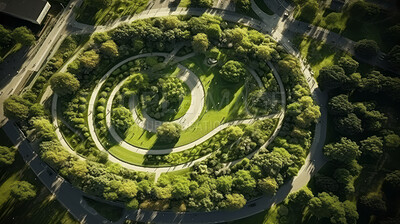 Architecture, environment and future with park in city for carbon footprint