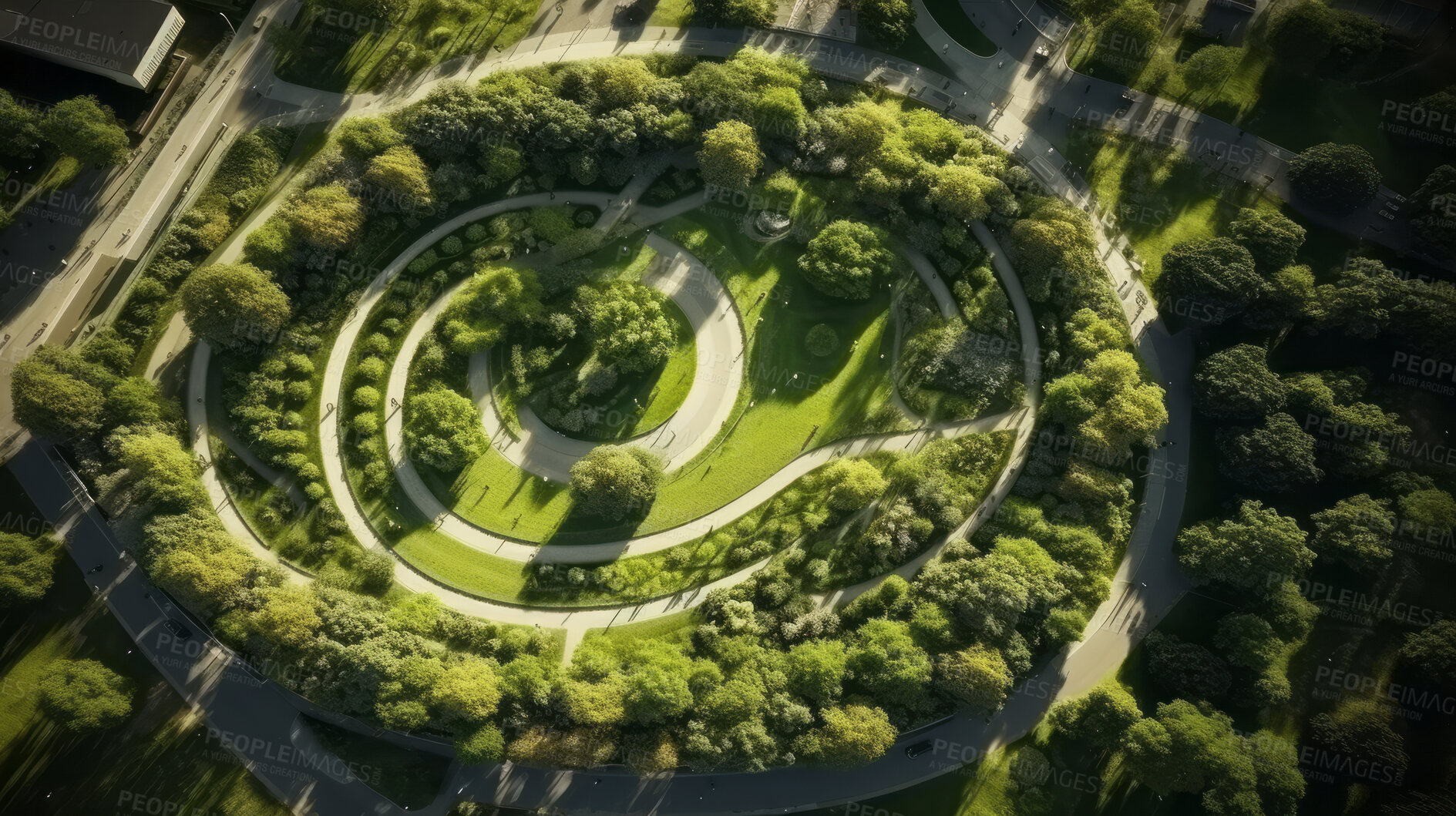 Buy stock photo Architecture, environment and future with park in city for carbon footprint