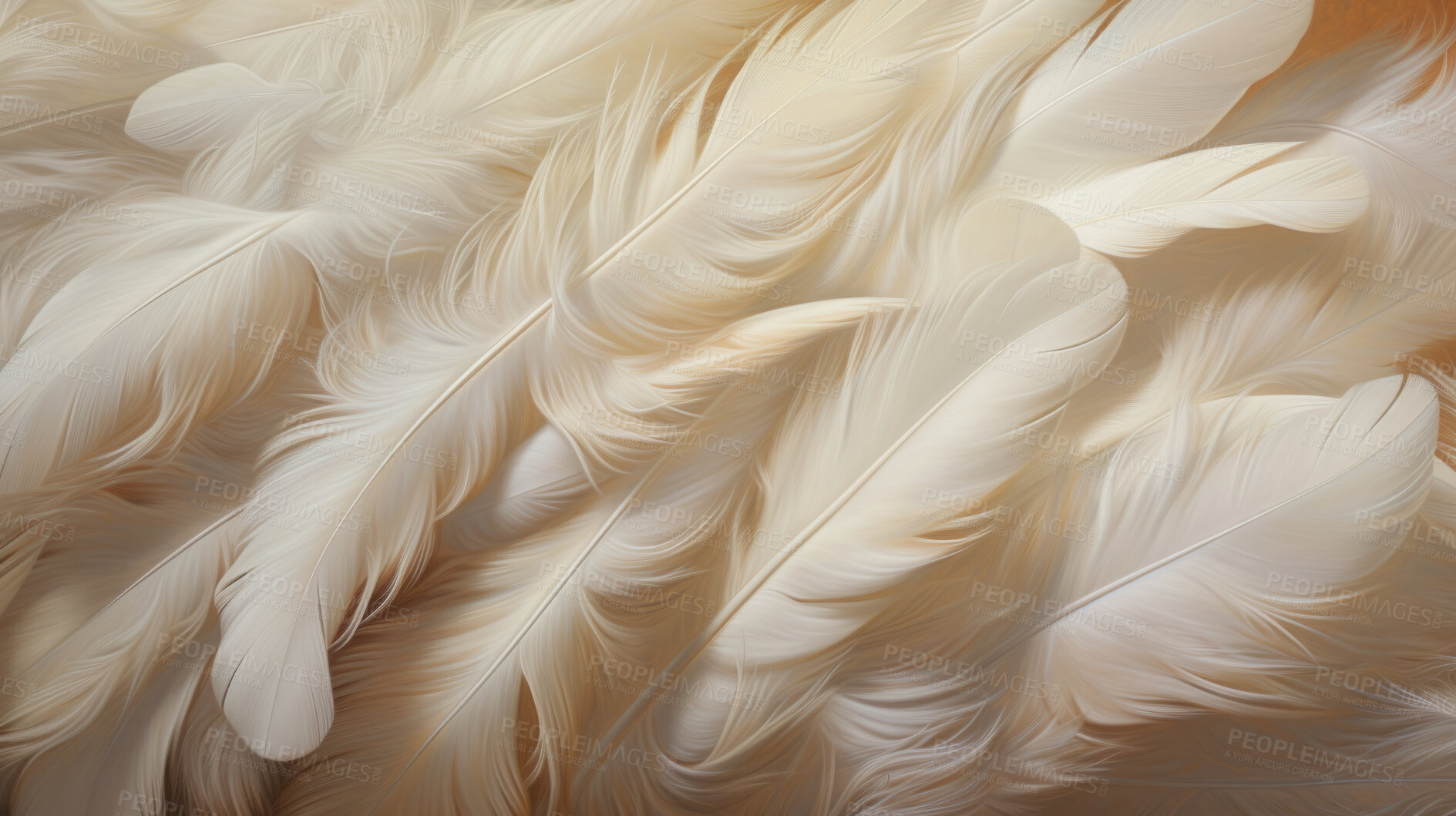 Buy stock photo Closeup, white feathers background for peace, spirituality, religion and hope.