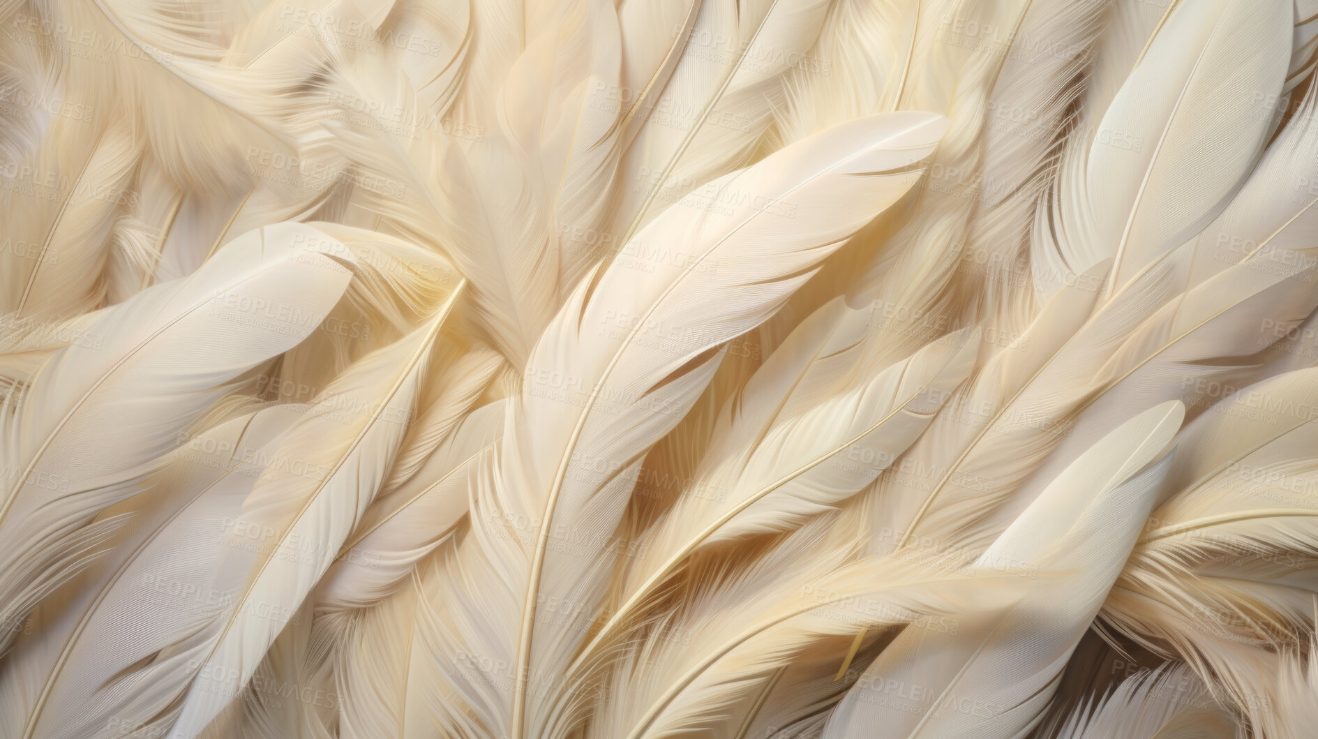 Buy stock photo Closeup, white feathers background for peace, spirituality, religion and hope.