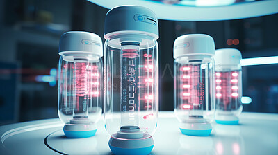 Capsule test tube research. Future alternative energy and medicine concept