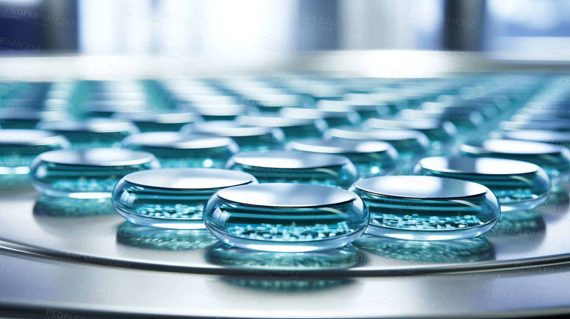 Buy stock photo Petri dish plates in laboratory. Advanced biotechnology research concept