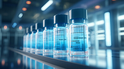 Medical vial medicine treatment production. Pharmaceutical beauty industry and laboratory test