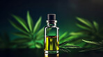 Cannabis oil in bottle on background with copy space. Medical cannabis