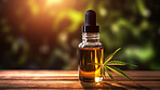 Cannabis oil in bottle on background with copy space. Medical cannabis