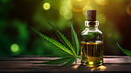 Cannabis oil in bottle on background with copy space. Medical cannabis