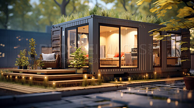 Sustainability and recycle concept for container box office, house, or vacation
