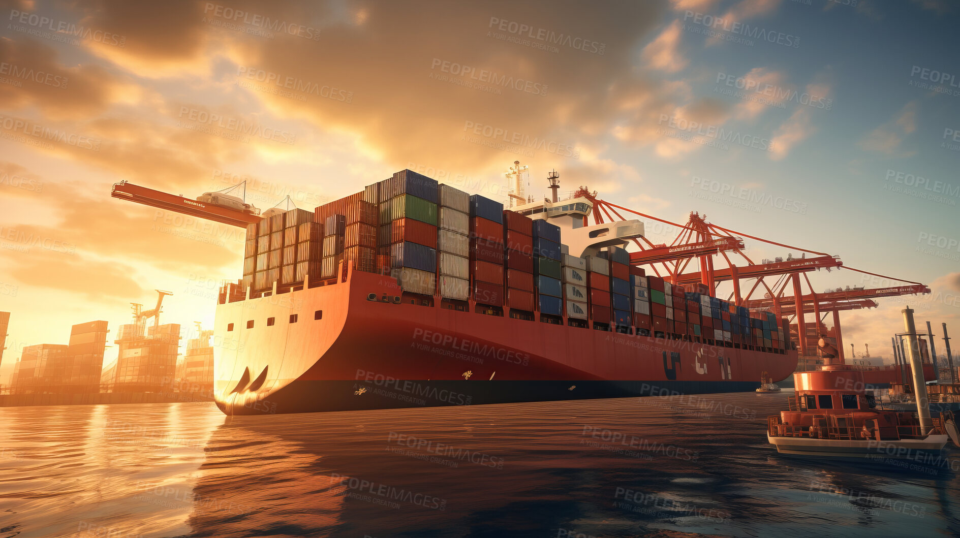 Buy stock photo Container ship or cargo shipping business for import and export of goods