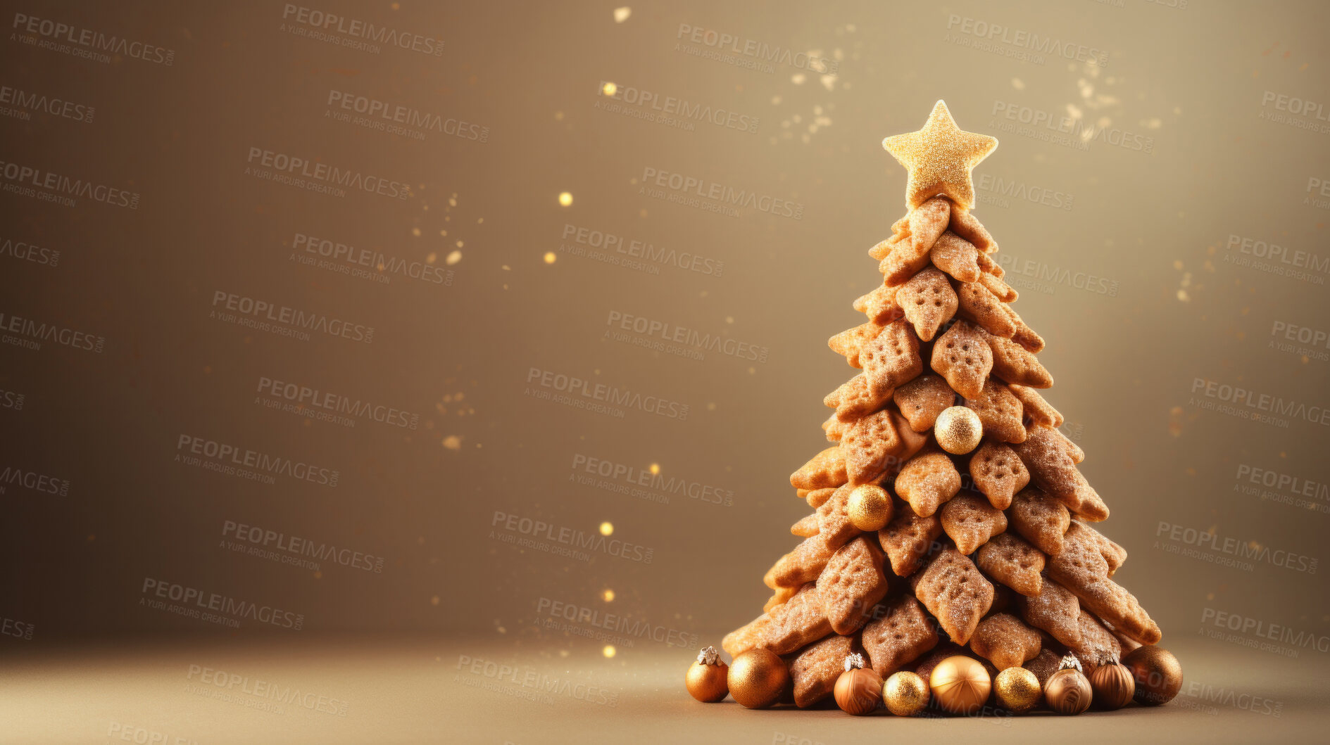 Buy stock photo Traditional gingerbread cookie Christmas tree. Homemade sweet decorated biscuits with icing