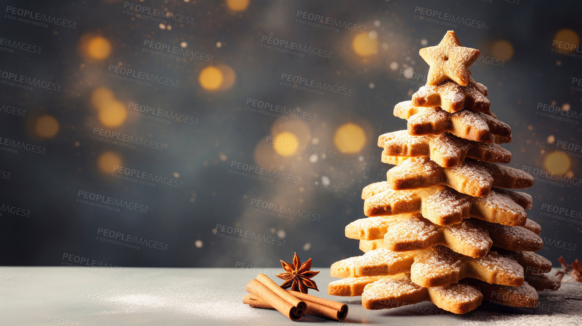 Buy stock photo Traditional gingerbread cookie Christmas tree. Homemade sweet decorated biscuits with icing