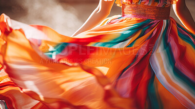 Buy stock photo Colorful Mexican dress with movement. Traditional celebration dancing