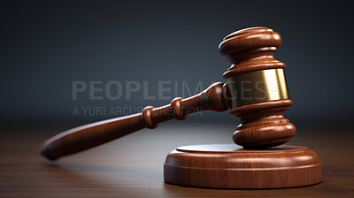 Wooden legal gavel on an office desk or court room, judge\'s gavel for final verdict
