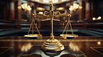 Judgement scales of Justice in the court room, concept for law and justice