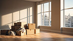 Cardboard boxes for moving into a new home. Stack of cardboard boxes for relocation