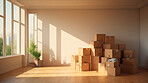 Cardboard boxes for moving into a new home. Stack of cardboard boxes for relocation