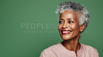 Buy stock photo Radiant mature senior model woman with grey hair laughing and smiling for spa and dental