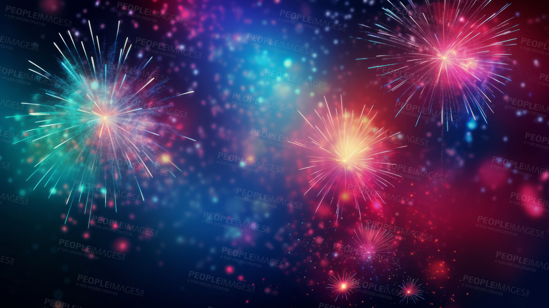 Buy stock photo Colorful fireworks celebration for New Year or birthday event. Festive background banner